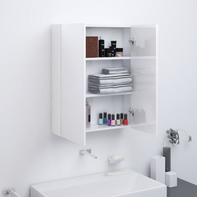 vidaXL Kúpeľňová zrkadlová skrinka 60x15x75 cm MDF lesklá biela