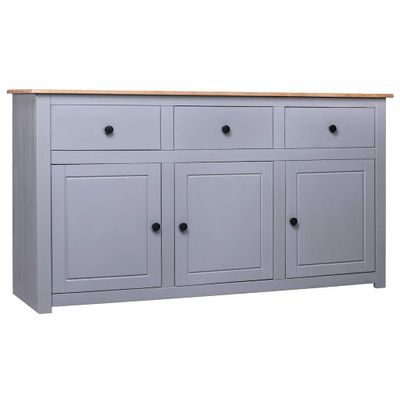 vidaXL Komoda sivá 135x40x80 cm masívne borovicové drevo Panama