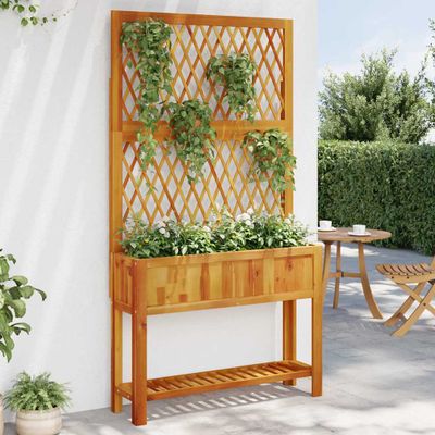 vidaXL Kvetináč s mriežkou a policou 100x32x185 cm akáciový masív
