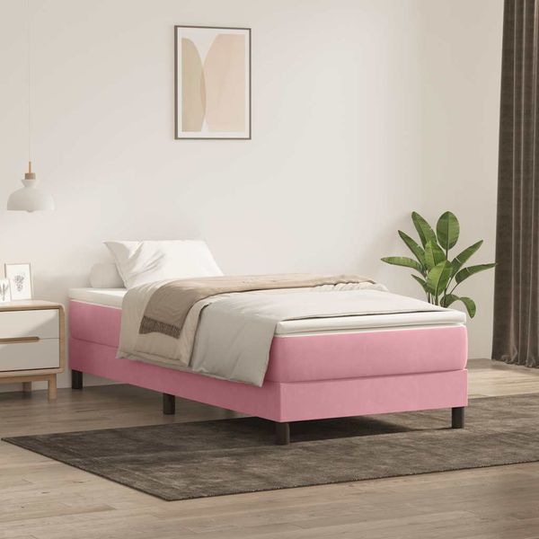 vidaXL Posteľný rám boxsping bez matracom ružový 80x220 cm zamat