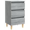 vidaXL Nočné stolíky nohy z masívneho dreva 2ks sivý sonoma 40x35x69cm