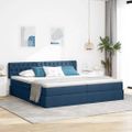 vidaXL Postel s úložným prostorem a matrací Modrá 200 x 200 cm Zamat