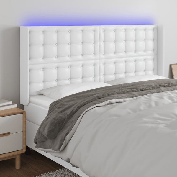 VidaXL Čelo postele biele 163x16x118/128 cm umelá koža