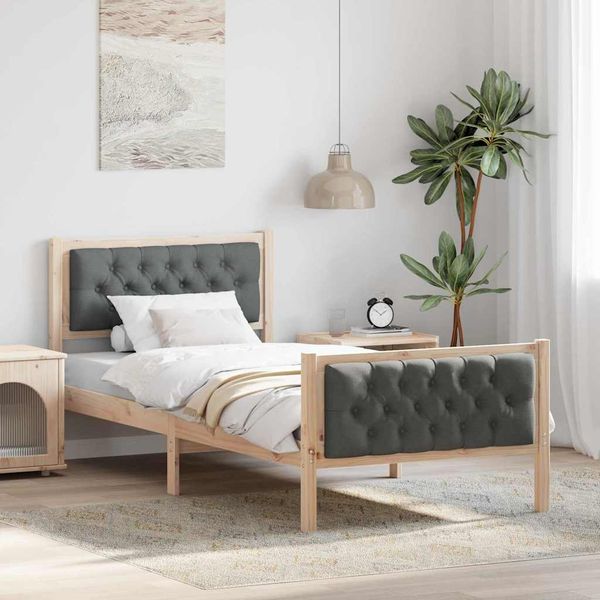 vidaXL Rám postele Tmavo šedá 90 x 190 cm Masívne borovicové drevo
