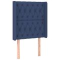 vidaXL Čelo postele s LED modré 83x16x118/128 cm látka