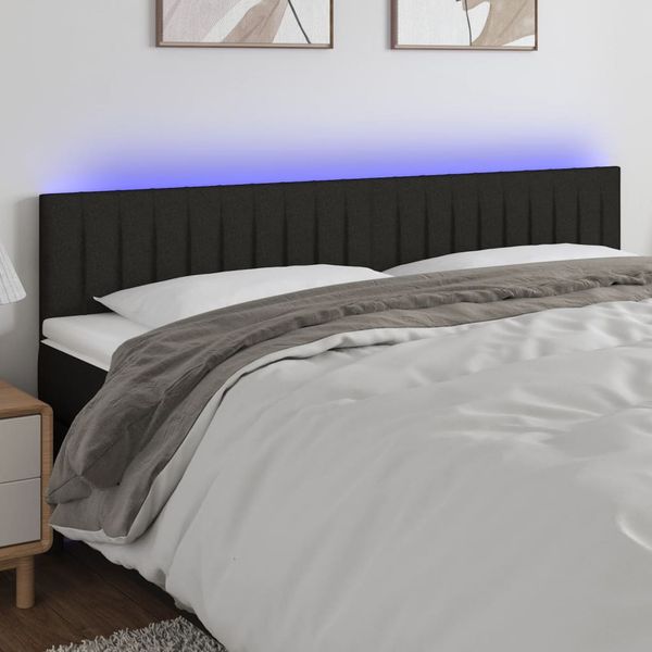 vidaXL Čelo postele s LED čierne 200x5x78/88 cm látka