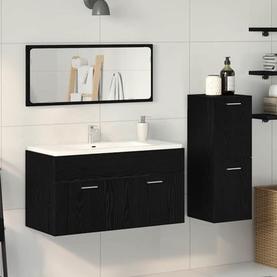 vidaXL Sada kúpeľňového nábytku 3 pcs Čierny dub Kompozitné drevo