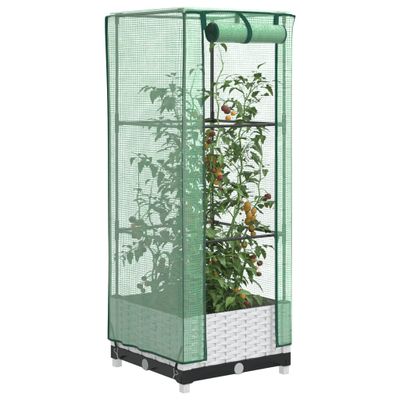 vidaXL Záhon s krytom na skleník ratanový vzhľad 40x40x123 cm