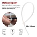 Sťahovacia páska 200×3,5, biela, 100 ks