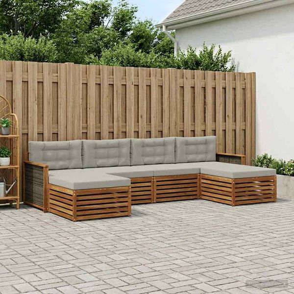vidaXL Súpravy pohoviek s vankúšom 6 pcs Pevné akáciové drevo