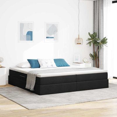 vidaXL Postel s úložným prostorem a matrací Čierna 200 x 200 cm
