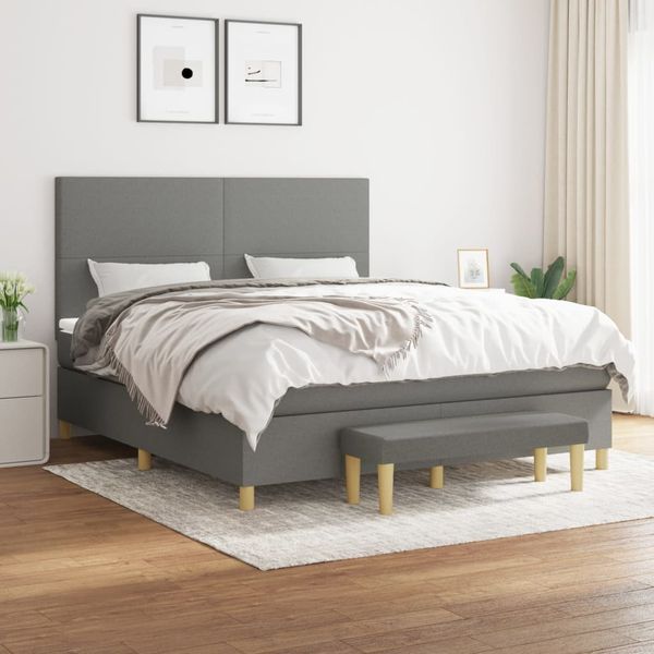 vidaXL Boxspring posteľ s matracom tmavosivá 180x200 cm látka
