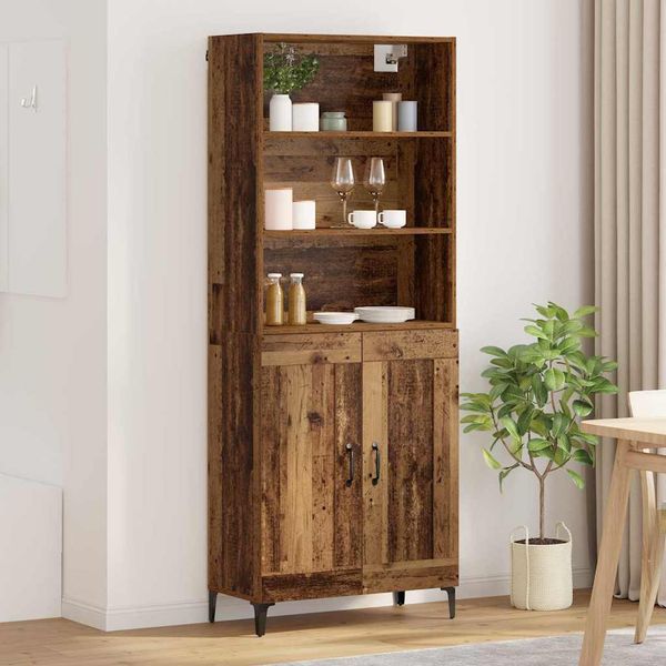 vidaXL Highboard 2 pcs Staré drevo Kompozitné drevo