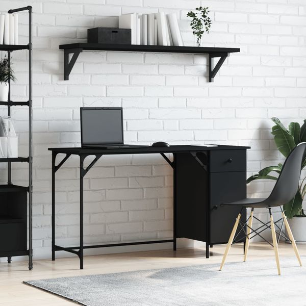 vidaXL Počítačový stôl čierny 131x48x75 cm kompozitné drevo