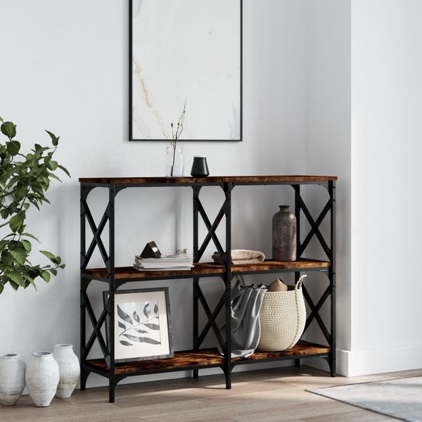 vidaXL Konzolový stolík dymový dub 100x28x80,5 cm kompozitné drevo