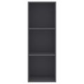 vidaXL Knižnica s 3 policami, sivá 40x30x114 cm, drevotrieska