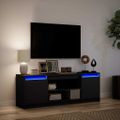 vidaXL TV stolík s LED čierny 139,5x34x50 cm kompozitné drevo