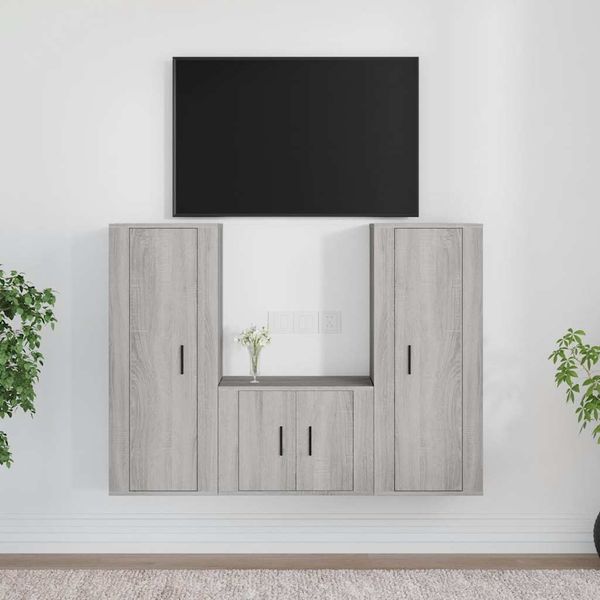 vidaXL 3-dielna súprava TV skriniek sivá sonoma spracované drevo