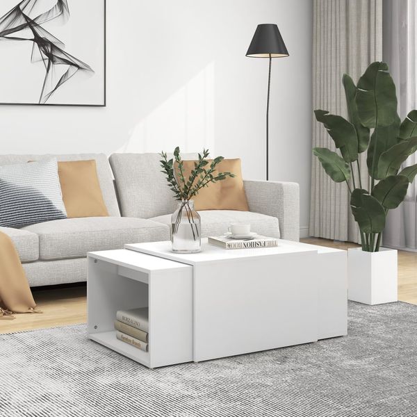 vidaXL Zasúvacie stolíky 3 ks, biele 60x60x38 cm, kompozitné drevo