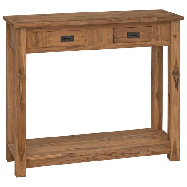 vidaXL Konzolový stôl Prírodná 90 x 30 x 80 cm Husté teakové drevo