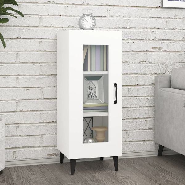 vidaXL Komoda biela 34,5x34x90 cm spracované drevo