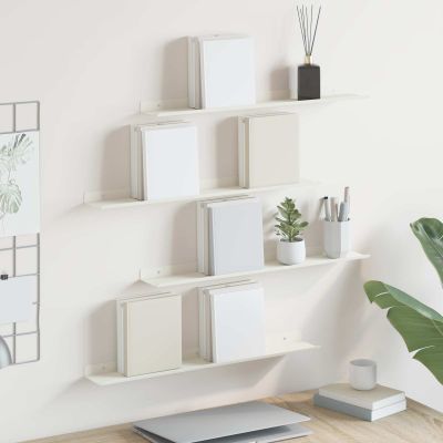 vidaXL Závesná polica 4 ks Biely 60 x 8,5 x 2,5 cm Oceľ