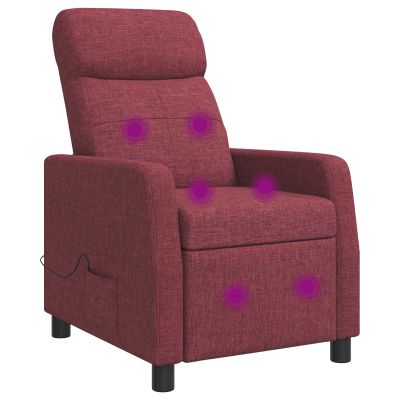 vidaXL Masážne relaxačné kreslo Víno červené Látka
