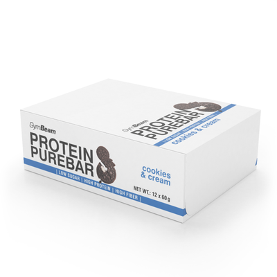 Proteínová tyčinka PureBar - GymBeam, cookies & cream, 12 x 60 g