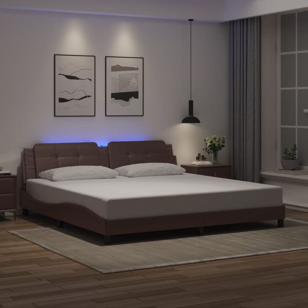 vidaXL Rám postele s LED bez matraca Zadar hnedý 200x200 cm