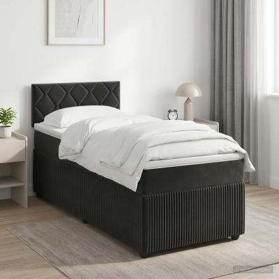 vidaXL Posteľ boxspring s matracom Čierna 100 x 200 cm Zamat