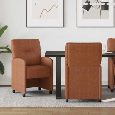 vidaXL Jedálenské stoličky na kolieskach 2 pcs Hnedá 57 x 67 x 95 cm