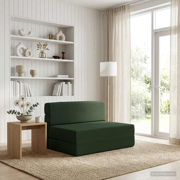 vidaXL Skladacia pohovka na spaní Tmavozelená 70 x 72 x 60 cm Látka