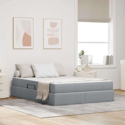 vidaXL Postel s úložným prostorem a matrací Svetlosivá 140 x 200 cm