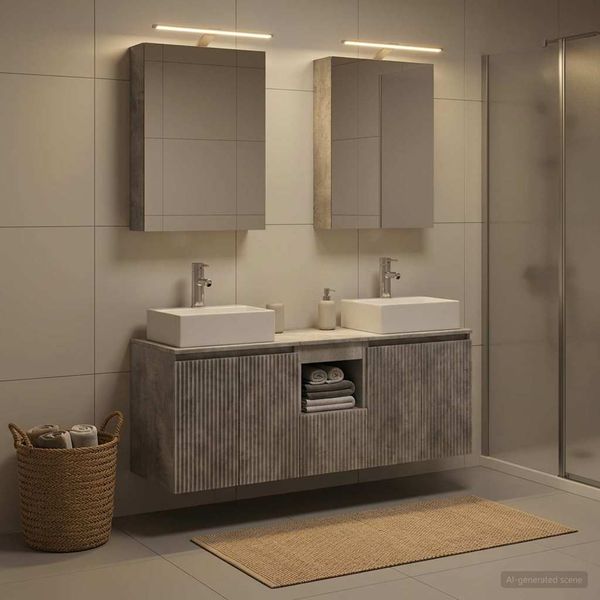 vidaXL Set kabinetov do kúpeľne 5 pcs Betónovo sivá Kompozitné drevo