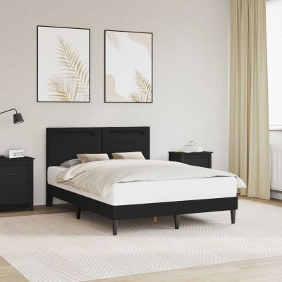 vidaXL Rám postele s LED pásikmi Čierna 120 x 200 cm Umelá koža