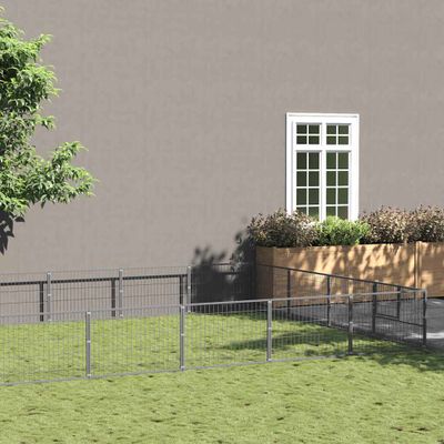 vidaXL Koterec pre psy strieborný 20 m² oceľ