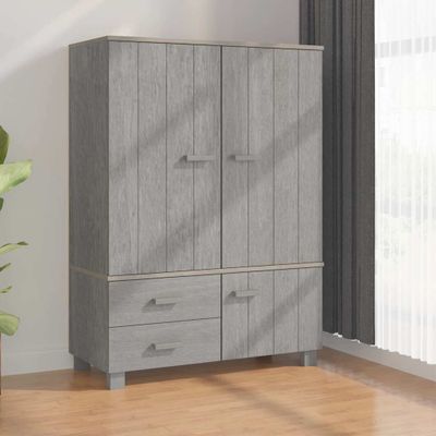 vidaXL Šatník HAMAR, svetlosivý 99x45x137 cm, borovicový masív