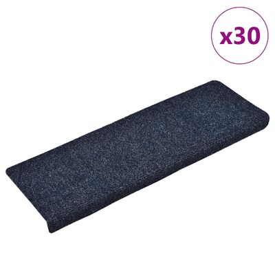 vidaXL Schodové rohože, samolepiace, 30 ks, 65x21x4 cm, modré, s obdĺžnikovým okrajom