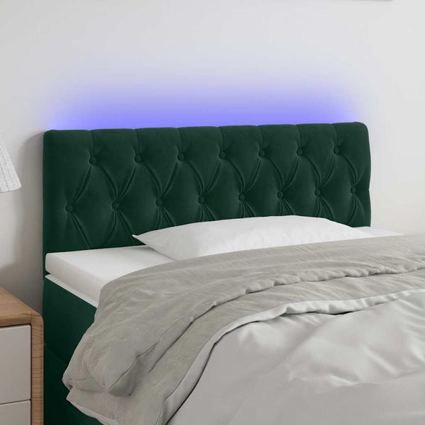 vidaXL Čelo postele s LED tmavozelené 100x7x78/88 cm zamat