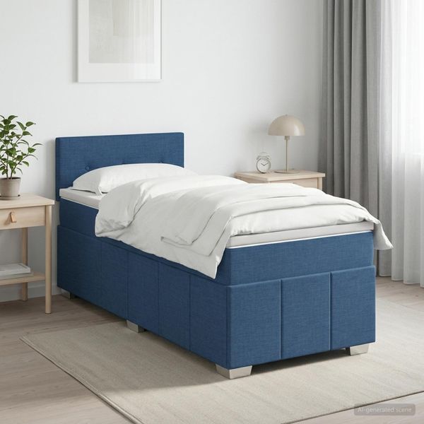 vidaXL Posteľ boxspring s matracom Modrá 90 x 200 cm Látka