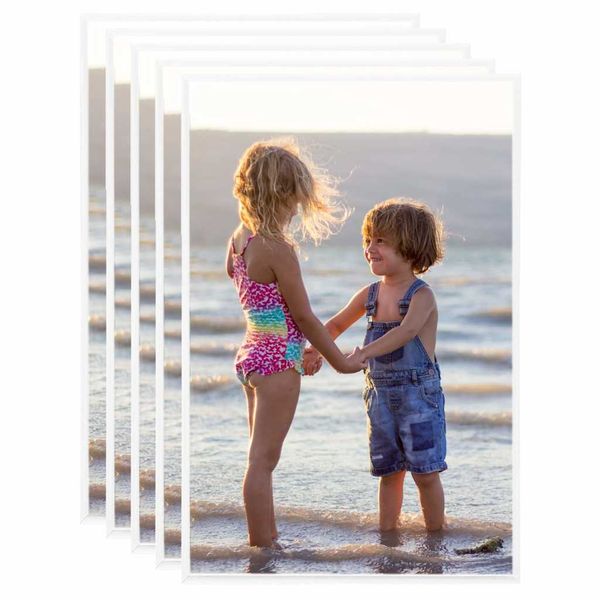 vidaXL Fotorámiky na stenu alebo stôl 5 ks biele 59,4x84 cm MDF