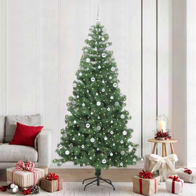 vidaXL Vianočný stromček s 300 LED-i so stojanom Zelená 240 cm PVC
