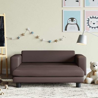 vidaXL Detská pohovka s podnožkou hnedá 100x50x30 cm umelá koža