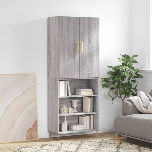 vidaXL Vysoká skrinka sivý dub sonoma 69,5x34x180 cm spracované drevo
