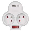 Rozbočovacia zásuvka EMOS P0073 2×, vyp., 1×USB-A + 1×USB-C, biela