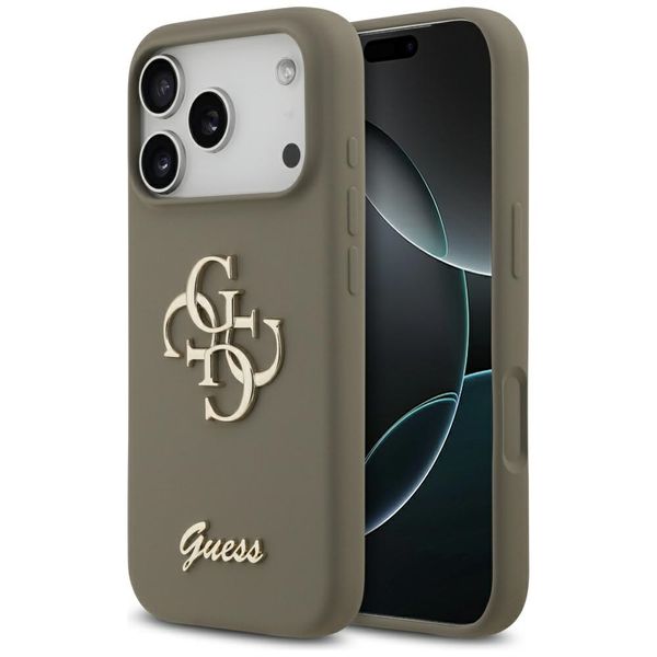 Puzdro Guess Silicone Big 4G Script pre iPhone 17 Pro Max Hnedá