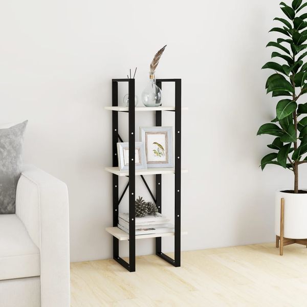 vidaXL Knižnica s 3 policami biela 40x30x105 cm borovicový masív