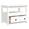 vidaXL Konferenčný stolík biely 71x49x55 cm borovicový masív