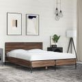 vidaXL Posteľný rám hnedý dub 135x190 cm kompozitné drevo a kov