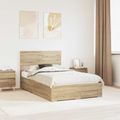vidaXL Rám postele Sonoma dub 135 x 190 cm Kompozitné drevo